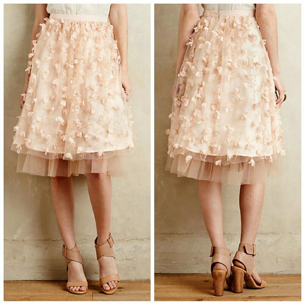Anthropologie Eva Franco Fluttered Fete Midi Tulle Skirt size 4 NWT